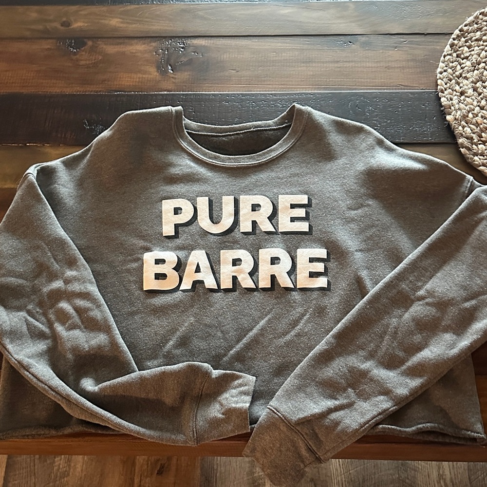 Pure Barre Charcoal Crewneck Sweatshirt with White Block Logo